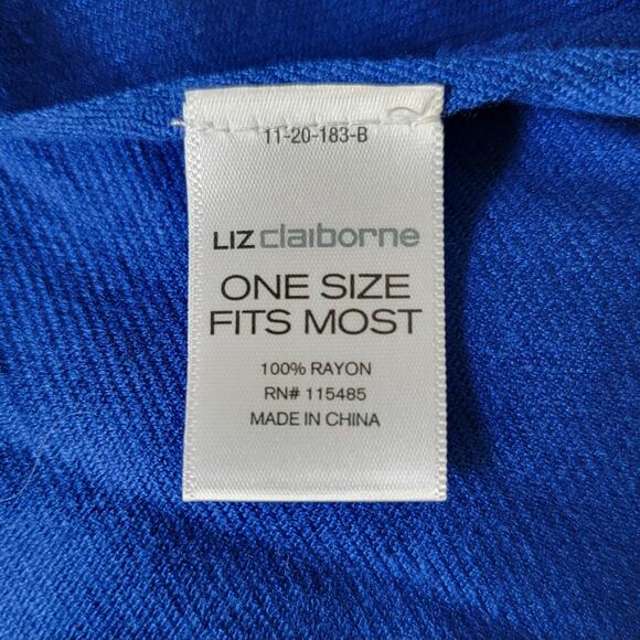 Liz Claiborne Blue Scarf 100% Rayon Fringe Soft Lush Wrap Shawl Women Accessory - Picture 3 of 7